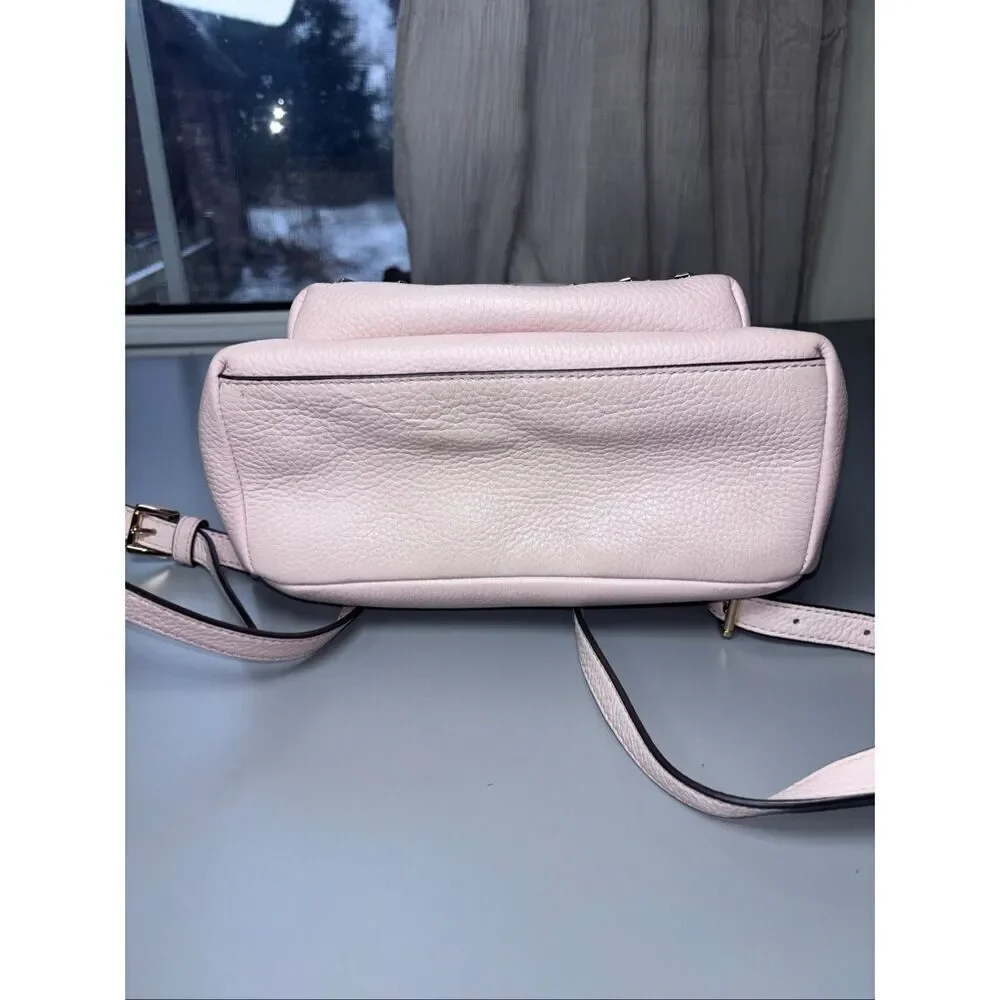 Michael Kors Medium Studded Pebbled Leather Backpack powder blush ballet pink